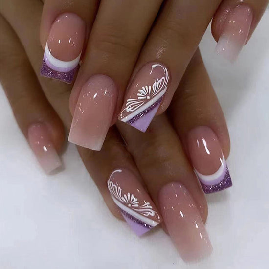 Purple French Press-On Nails